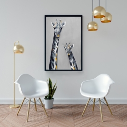 Encadré 24 x 36 - Girafes bleu acier