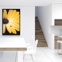 Framed 24 x 36 - Yellow daisy and ladybug