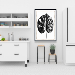 Encadré 24 x 36 - Philodendron à feuilles divisées avec lignes dorées