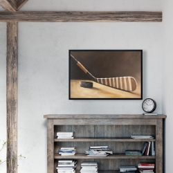Encadré 24 x 36 - Bâton et rondelle de hockey
