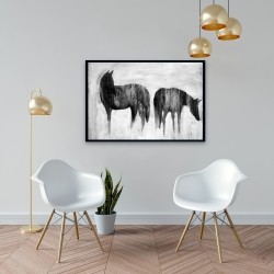 Framed 24 x 36 - Horses silhouettes in the mist