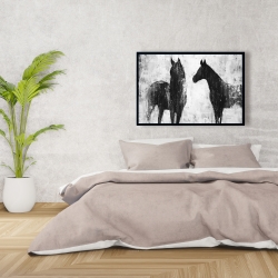 Encadré 24 x 36 - Chevaux blancs et noirs