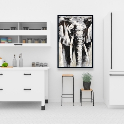 Encadré 24 x 36 - éléphant en beige