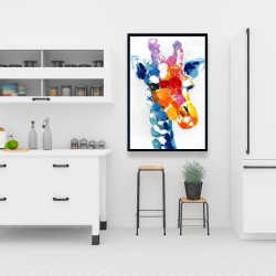 Encadré 24 x 36 - Girafe abstraite tacheté de couleurs