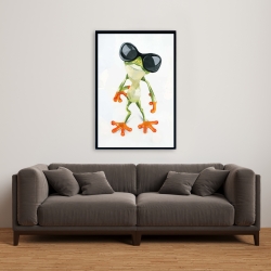 Framed 24 x 36 - Funny frog with sunglasses