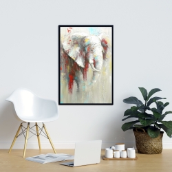 Framed 24 x 36 - Abstract elephant with paint splash