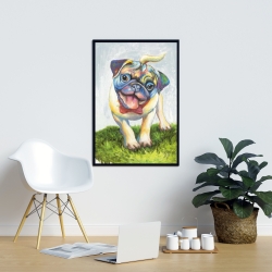 Framed 24 x 36 - Colorful smiling pug