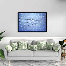 Encadré 24 x 36 - Oiseaux sur ciel bleu scintillant