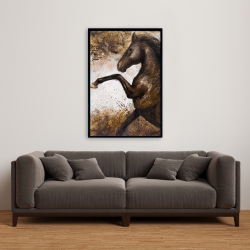 Framed 24 x 36 - Horse rushing into the soil