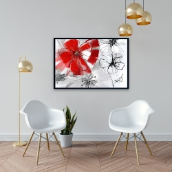 Encadré 24 x 36 - Fleurs rouges et grises