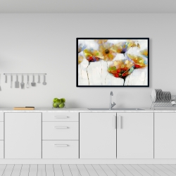 Encadré 24 x 36 - Fleurs avec pois de couleurs