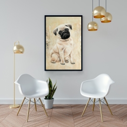 Framed 24 x 36 - Small pug dog