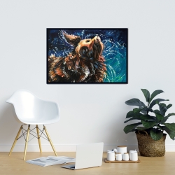 Framed 24 x 36 - Wet golden retreiver shaking to dry