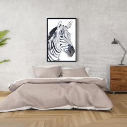 Framed 24 x 36 - Watercolor zebra