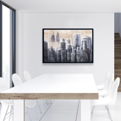 Framed 24 x 36 - Buildings through the clouds 