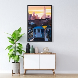 Framed 24 x 36 - Sunset over the subway in new-york