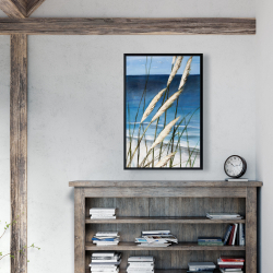 Encadré 24 x 36 - Plante oyat dans le vent sur la plage