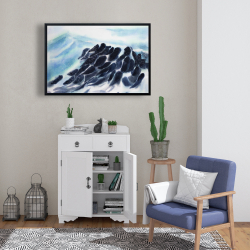 Encadré 24 x 36 - Vagues de la mer avec des éclats de peinture