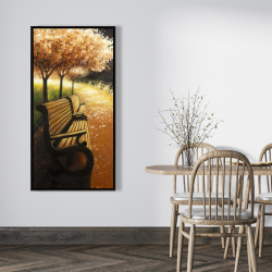 Framed 24 x 48 - Park bench on a fall day
