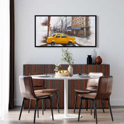 Framed 24 x 48 - Taxi in the street sketch