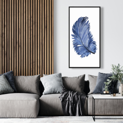 Framed 24 x 48 - Watercolor blue feather