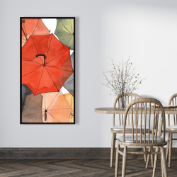 Framed 24 x 48 - The umbrellas of petit champlain