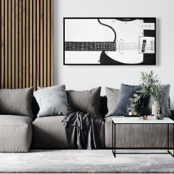 Framed 24 x 48 - Black rock guitar
