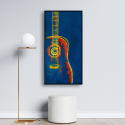 Framed 24 x 48 - Modern blue abstract guitar