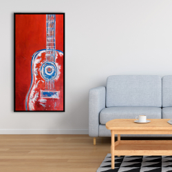 Encadré 24 x 48 - Guitare rouge abstraite et moderne