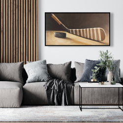 Encadré 24 x 48 - Bâton et rondelle de hockey
