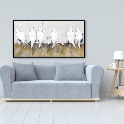 Framed 24 x 48 - Abstract perched birds