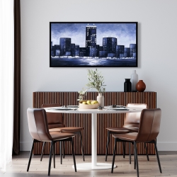 Framed 24 x 48 - Dark blue cityscape