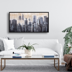 Framed 24 x 48 - Buildings through the clouds 