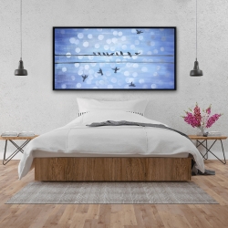 Encadré 24 x 48 - Oiseaux sur un fil avec ciel bleu clair