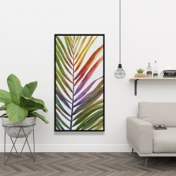 Framed 24 x 48 - Watercolor tropical palm leave