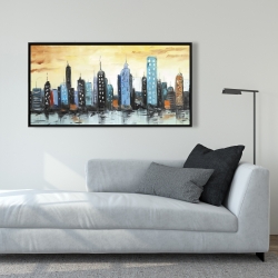 Framed 24 x 48 - Skyline on cityscape