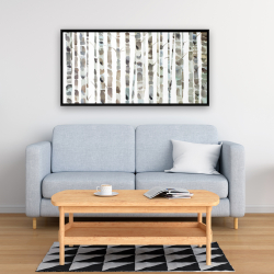 Framed 24 x 48 - Watercolor birch tree forest