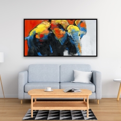 Encadré 24 x 48 - éléphant coloré et abstrait en mouvement