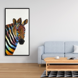Framed 24 x 48 - Colorful profile view of a zebra