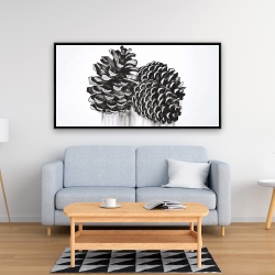Encadré 24 x 48 - Trois petites cocottes de pin