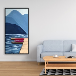 Framed 24 x 48 - Lake, quai & mountains