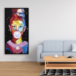 Framed 24 x 48 - Colorful audrey hepburn portrait with bubblegum