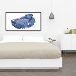 Framed 24 x 48 - Watercolor blue feather