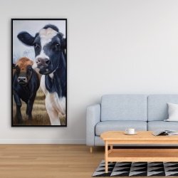Encadré 24 x 48 - Deux vaches mangeant le foin