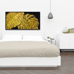 Framed 24 x 48 - Gold monstera