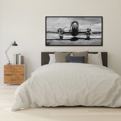 Encadré 24 x 48 - Avion en tons de gris