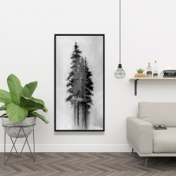Framed 24 x 48 - Silhouette of black and grey trees