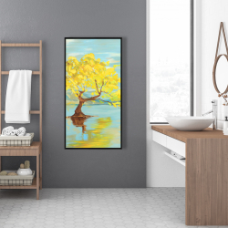 Framed 24 x 48 - Spring lanscape with a tree in a lake