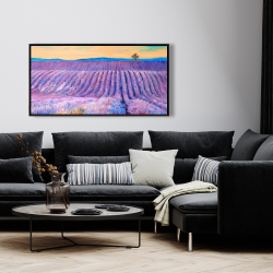 Framed 24 x 48 - Landscape of a field of lavender