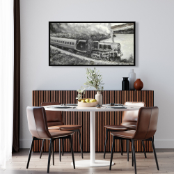 Framed 24 x 48 - Vintage passenger locomotive 